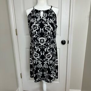 I.N.C. International Concepts Black&White Floral Halter Neckline Sheath Dress PL